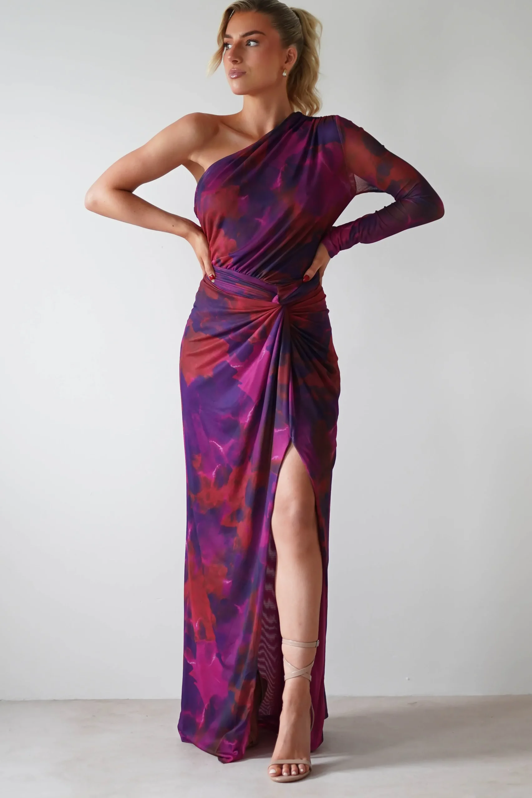 Discount Criselda Bodycon Gathered Maxi Dress | Mixed Print Lange Kleider|Maxikleider