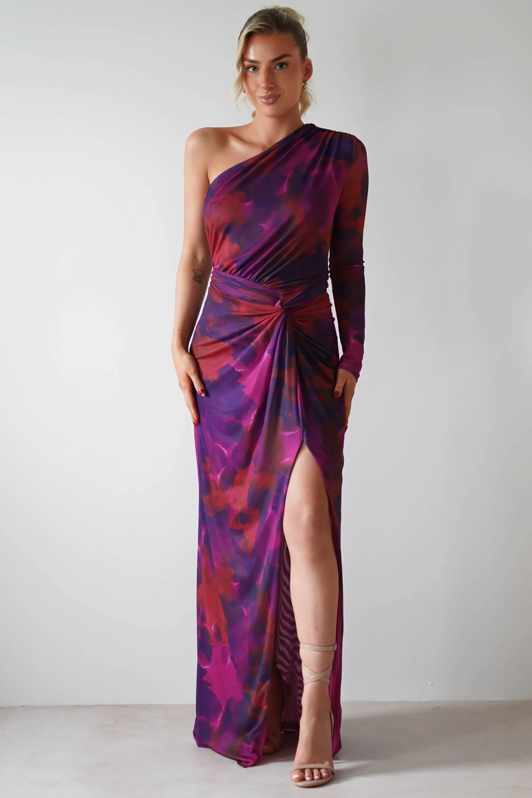 Discount Criselda Bodycon Gathered Maxi Dress | Mixed Print Lange Kleider|Maxikleider