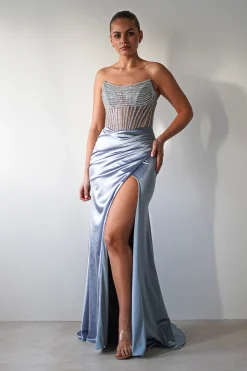 Fashion Crystal Bodycon Embellished Gown | Blue Sommerkleider|Sommerkleider