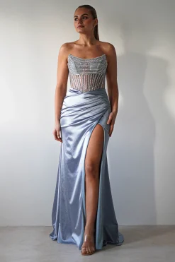 Fashion Crystal Bodycon Embellished Gown | Blue Sommerkleider|Sommerkleider