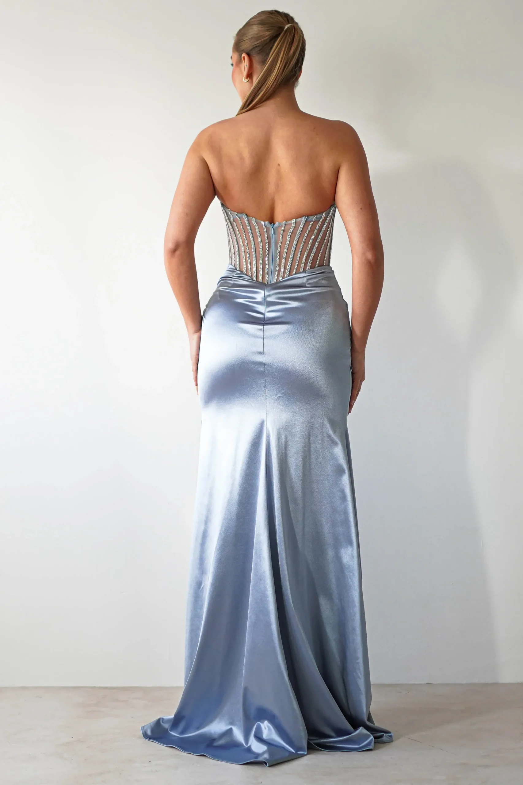 Fashion Crystal Bodycon Embellished Gown | Blue Sommerkleider|Sommerkleider
