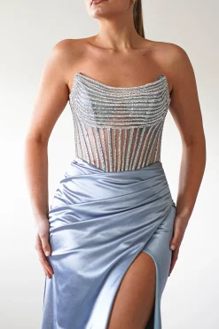 Fashion Crystal Bodycon Embellished Gown | Blue Sommerkleider|Sommerkleider