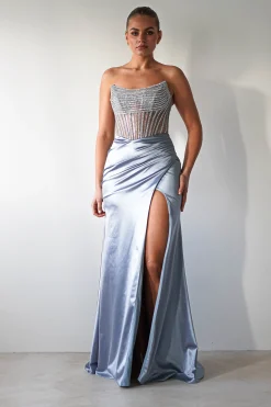 Fashion Crystal Bodycon Embellished Gown | Blue Sommerkleider|Sommerkleider