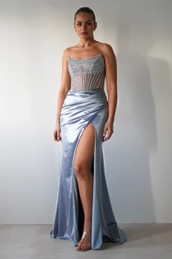 Fashion Crystal Bodycon Embellished Gown | Blue Sommerkleider|Sommerkleider