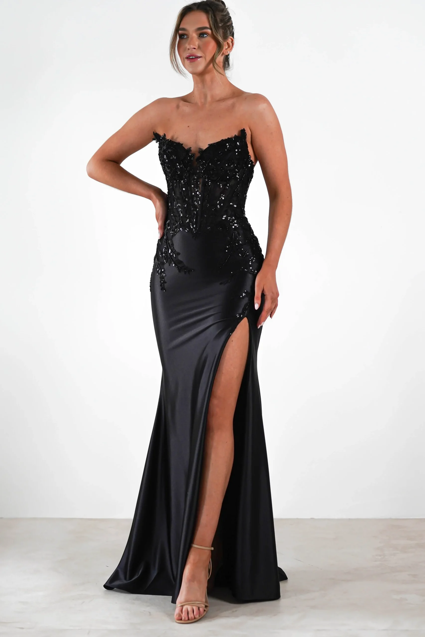 Online Dallas Luxe Embellished Gown | Black Sommerkleider|Sommerkleider