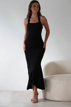 Fashion Damaris Textured Midi Dress | Black Lange Kleider|Maxikleider