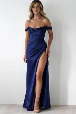 Outlet Dionne Soft Coset Maxi Gown | Navy Lange Kleider|Maxikleider