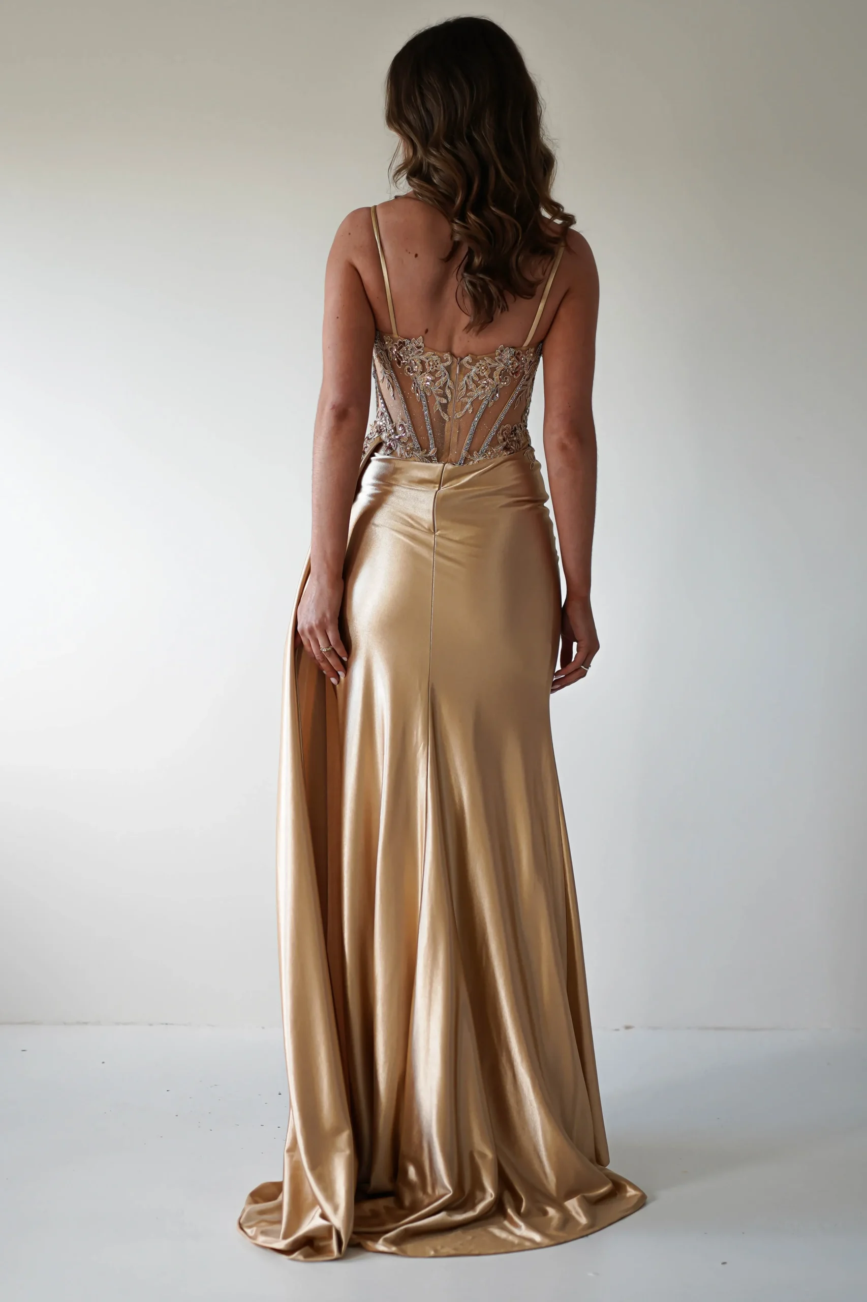 Fashion Diva Embellished Corset Gown | Gold Sommerkleider|Sommerkleider