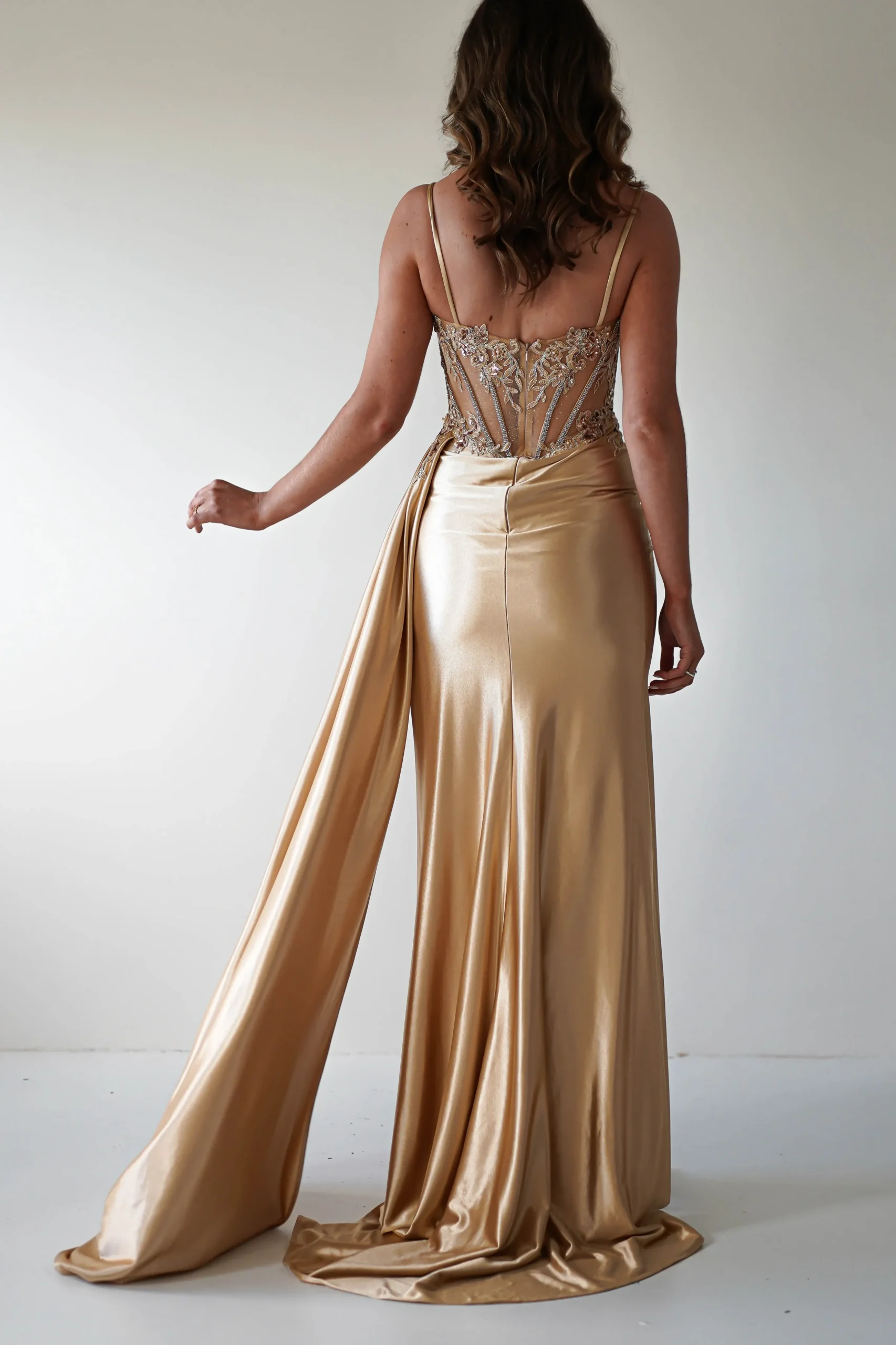 Fashion Diva Embellished Corset Gown | Gold Sommerkleider|Sommerkleider