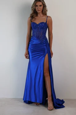 Best Diva Embellished Corset Gown | Royal Blue Sommerkleider|Sommerkleider