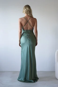 Best Elsa Matte Satin Maxi Gown | Olive Lange Kleider|Maxikleider