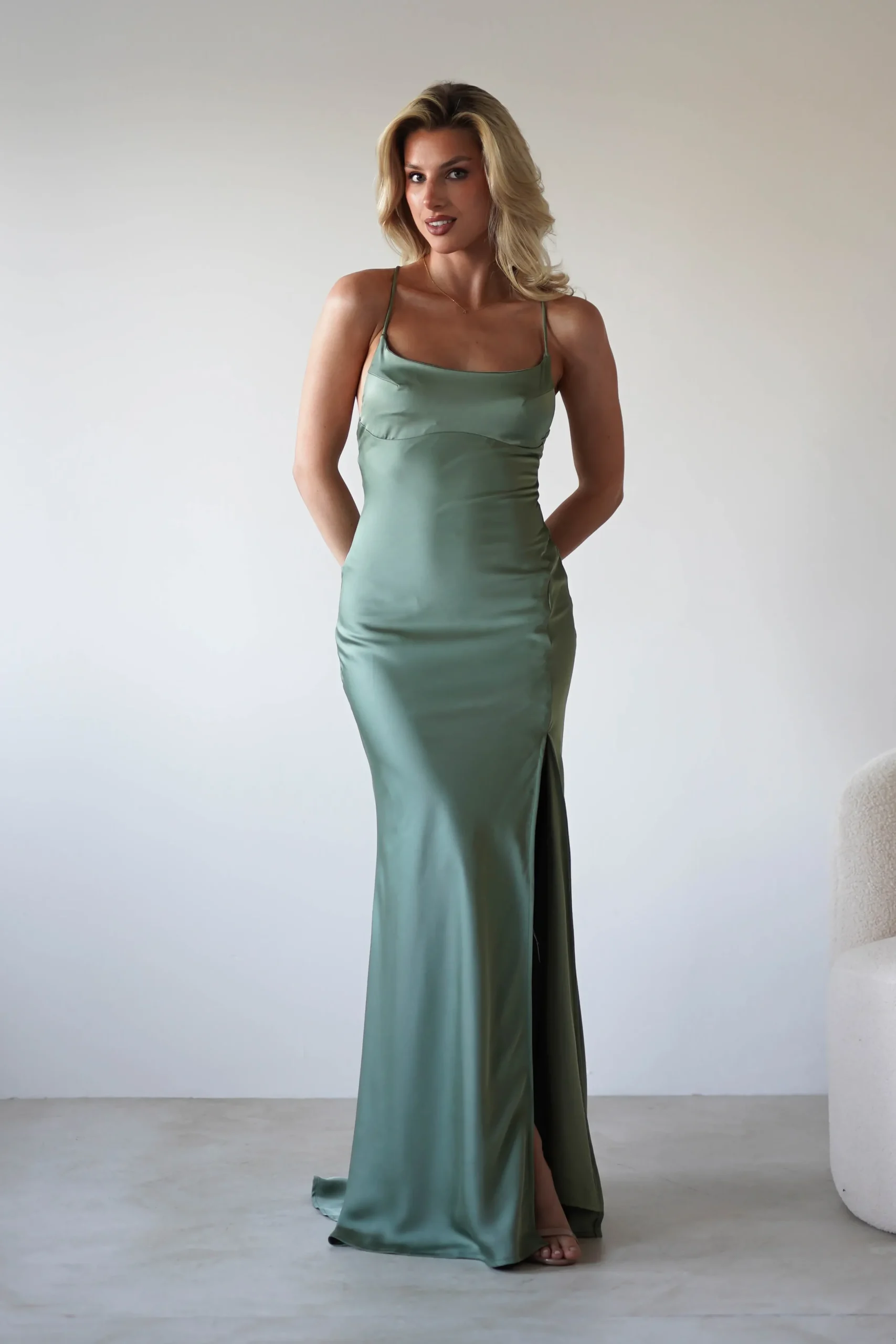 Best Elsa Matte Satin Maxi Gown | Olive Lange Kleider|Maxikleider
