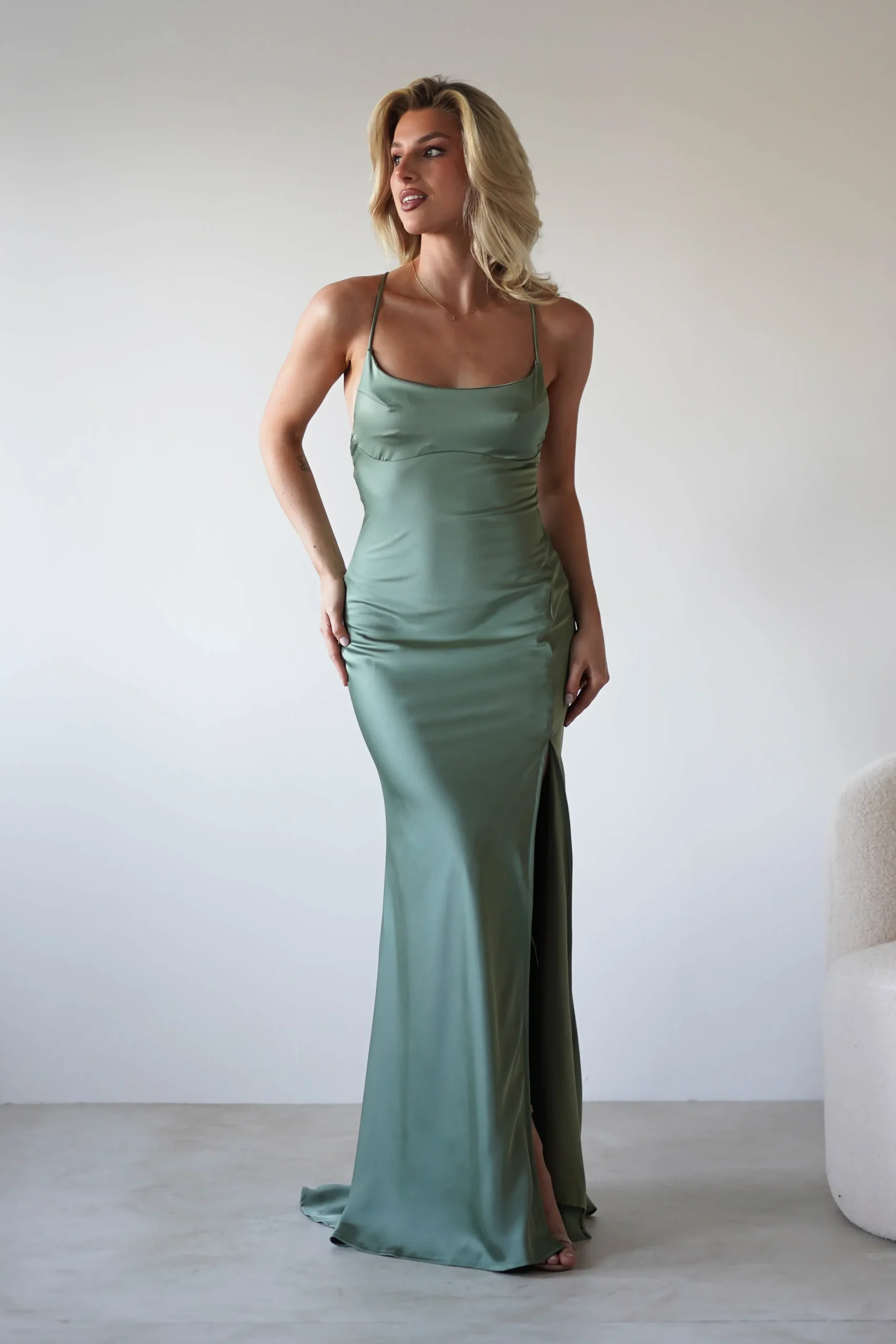 Best Elsa Matte Satin Maxi Gown | Olive Lange Kleider|Maxikleider