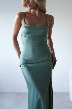 Best Elsa Matte Satin Maxi Gown | Olive Lange Kleider|Maxikleider