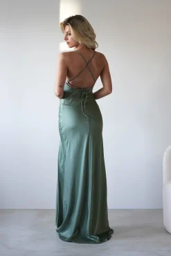 Best Elsa Matte Satin Maxi Gown | Olive Lange Kleider|Maxikleider