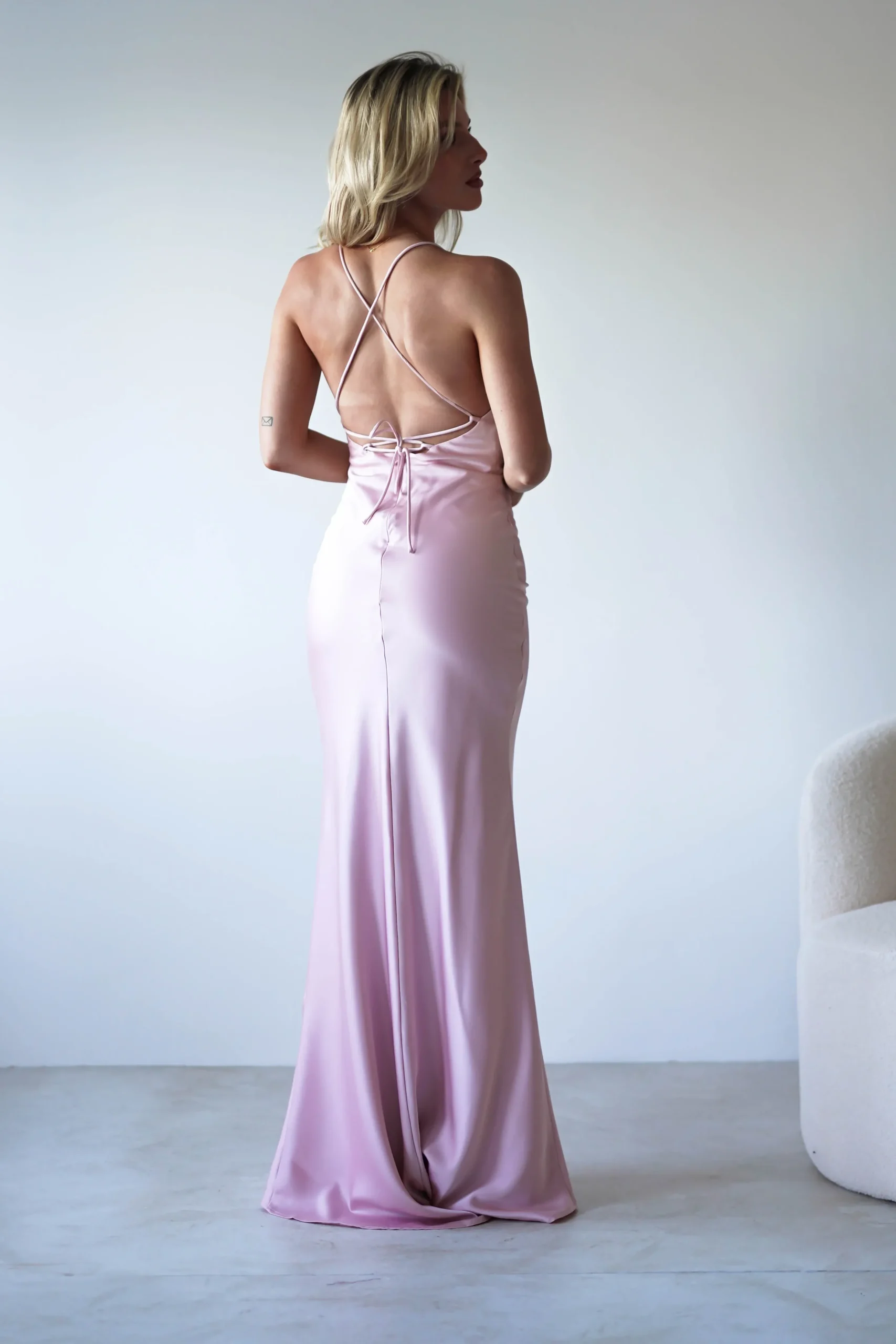 New Elsa Matte Satin Maxi Gown | Blush Pink Lange Kleider|Maxikleider