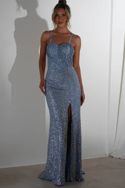 Outlet Ember Bodycon Sequin Gown | Slate Blue Sommerkleider|Sommerkleider