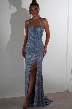 Outlet Ember Bodycon Sequin Gown | Slate Blue Sommerkleider|Sommerkleider