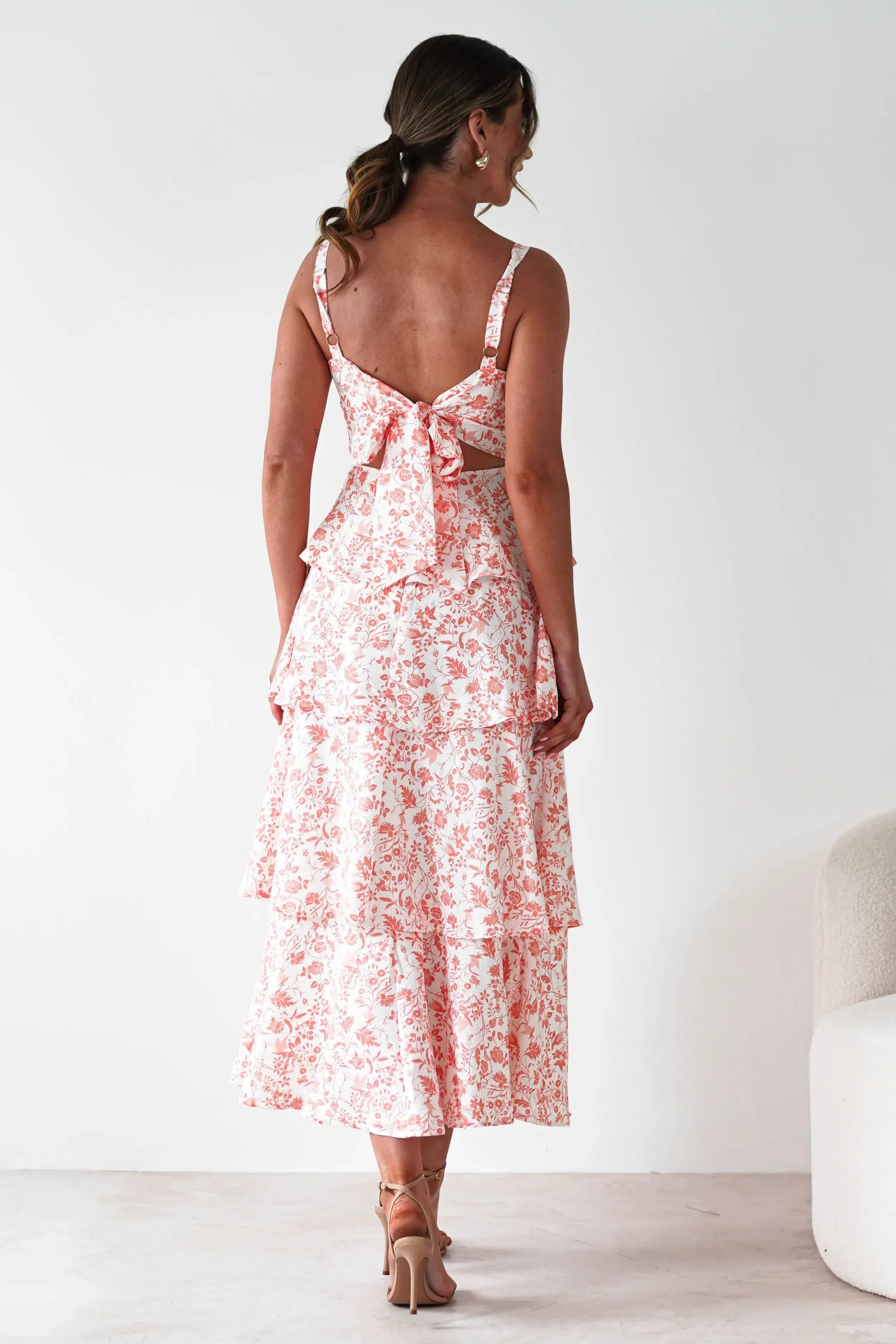 Discount Emily Floral Ruffle Maxi Dress | Orange Print Lange Kleider|Maxikleider