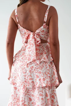 Discount Emily Floral Ruffle Maxi Dress | Orange Print Lange Kleider|Maxikleider