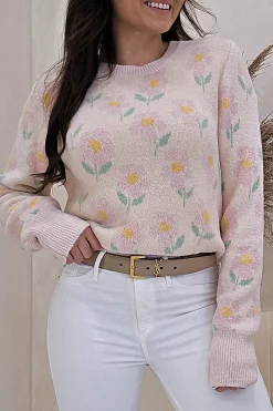 Clearance Emma Soft Floral Jumper | Light Pink Strickwaren|Pullover Und Strickjacken