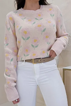 Clearance Emma Soft Floral Jumper | Light Pink Strickwaren|Pullover Und Strickjacken