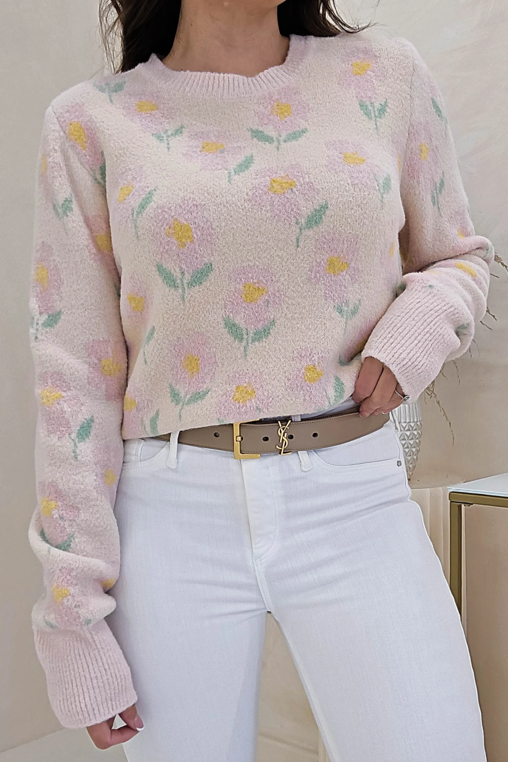 Clearance Emma Soft Floral Jumper | Light Pink Strickwaren|Pullover Und Strickjacken