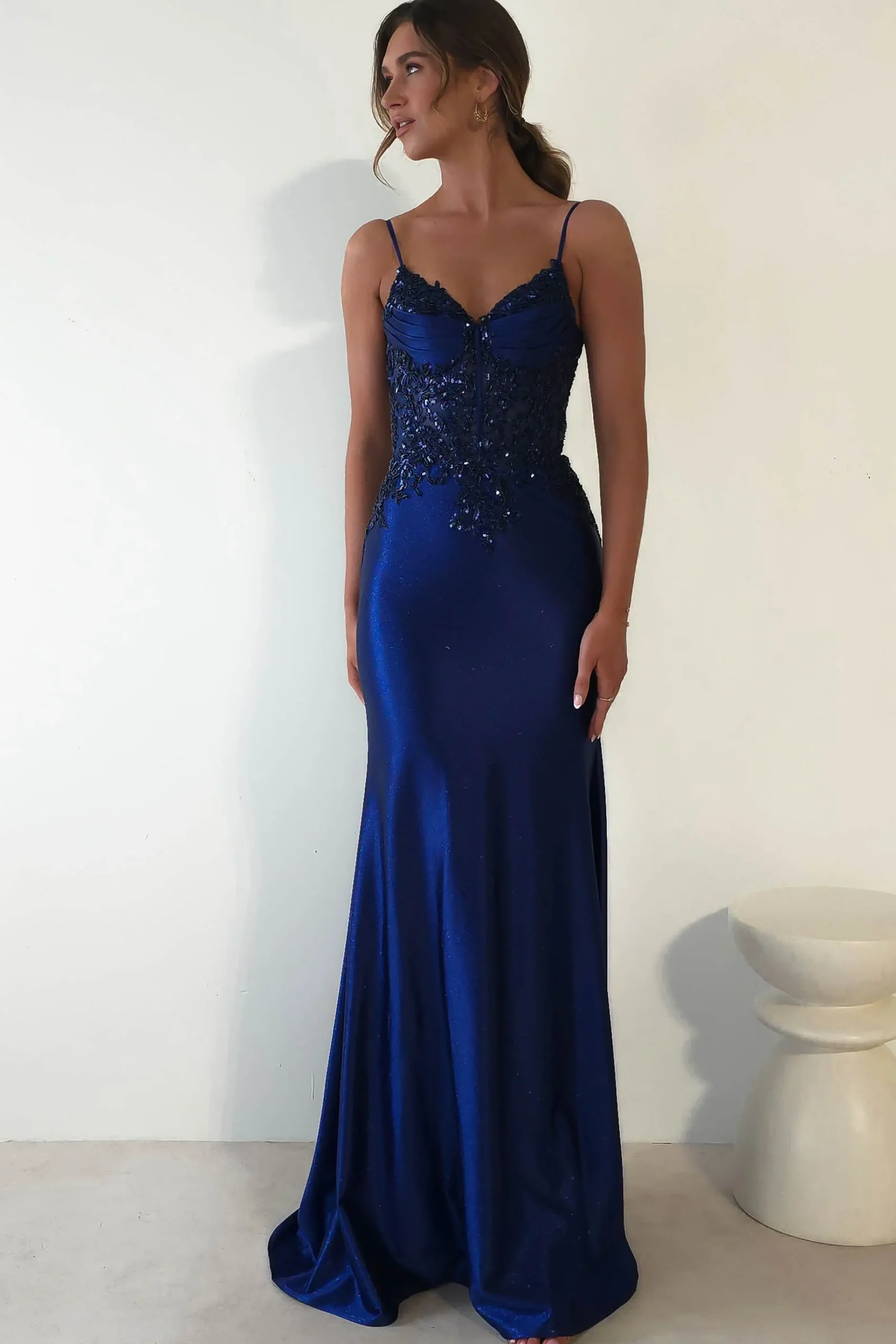 Fashion Eternity Glitter Bodycon Gown | Midnight Blue Lange Kleider|Maxikleider