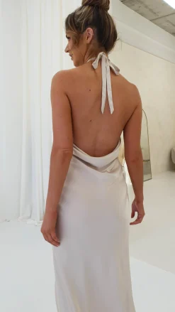 Best Evelyn Halterneck Midi Dress | Champagne Lange Kleider|Maxikleider