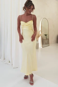Online Everleigh Soft Satin Midi Dress | Butter Yellow Mittellange Kleider|Midi-kleider
