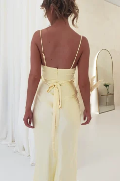 Online Everleigh Soft Satin Midi Dress | Butter Yellow Mittellange Kleider|Midi-kleider
