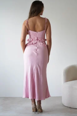 Outlet Faith Ruffle Cotton Maxi Dress | Pink Lange Kleider|Maxikleider