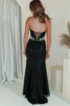 Hot Floral Muse Sequin Luxe Gown | Black Sommerkleider|Sommerkleider