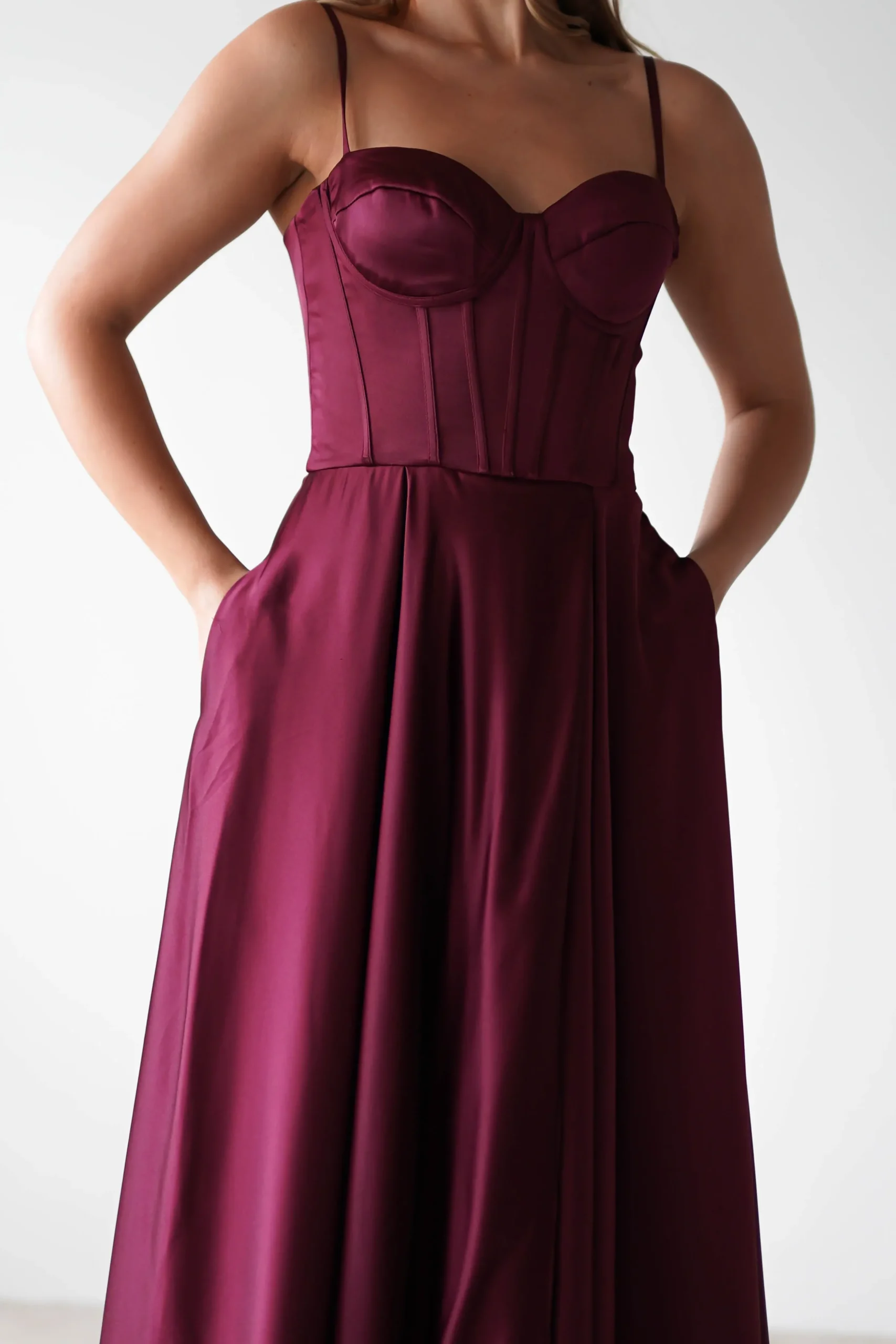 Outlet Georgia Soft Satin Maxi Gown | Burgundy Lange Kleider|Maxikleider