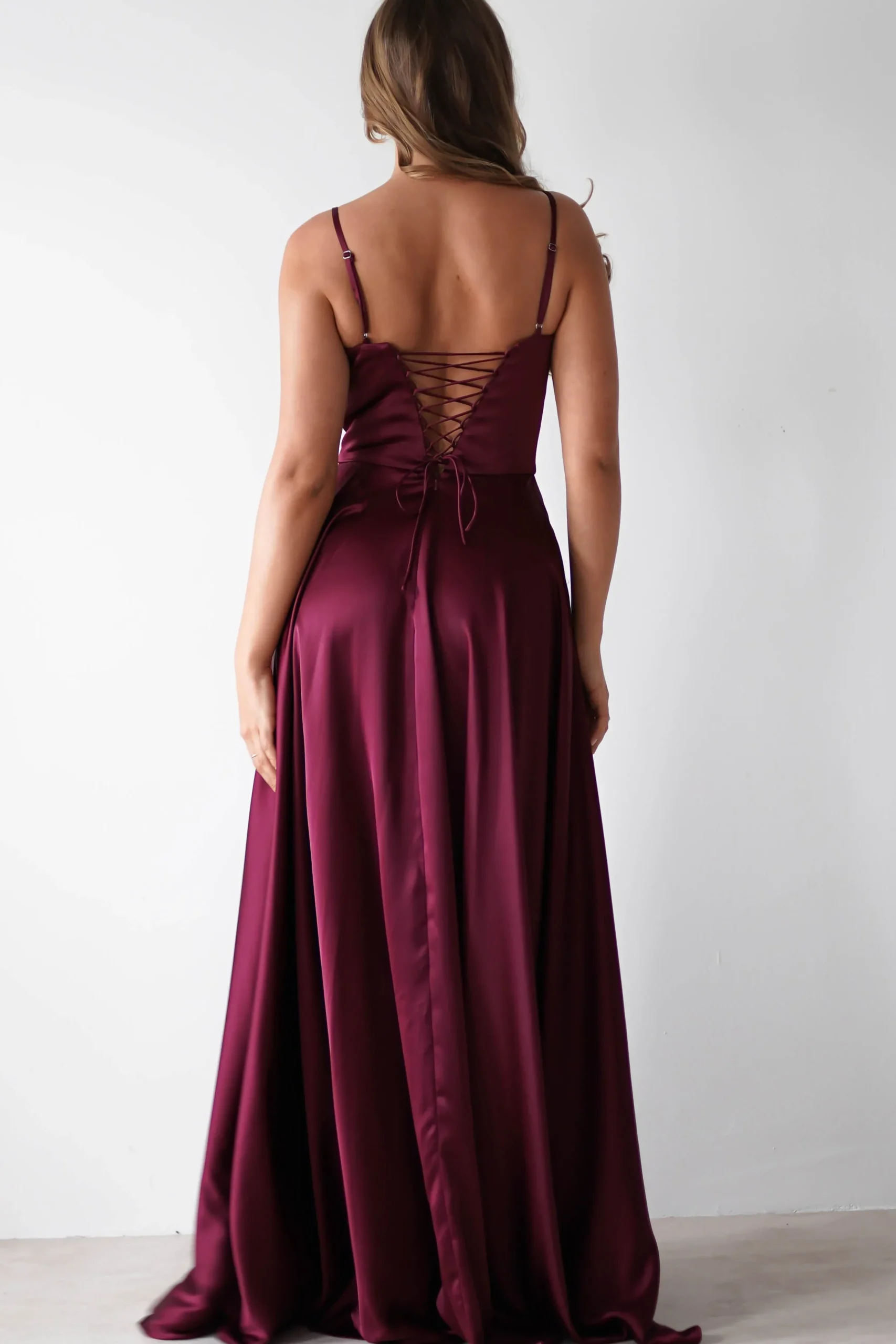 Outlet Georgia Soft Satin Maxi Gown | Burgundy Lange Kleider|Maxikleider