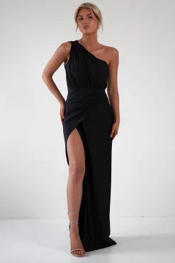 Outlet Giordana Jersey Bodycon Maxi Dress | Black Lange Kleider|Maxikleider