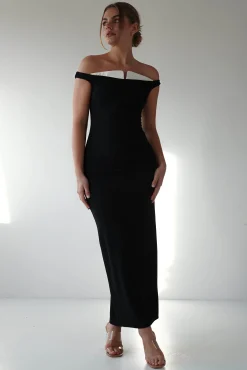 Sale Glenda Contrast Bodycon Midaxi | Black Lange Kleider|Maxikleider