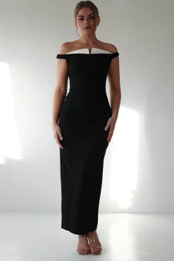 Sale Glenda Contrast Bodycon Midaxi | Black Lange Kleider|Maxikleider