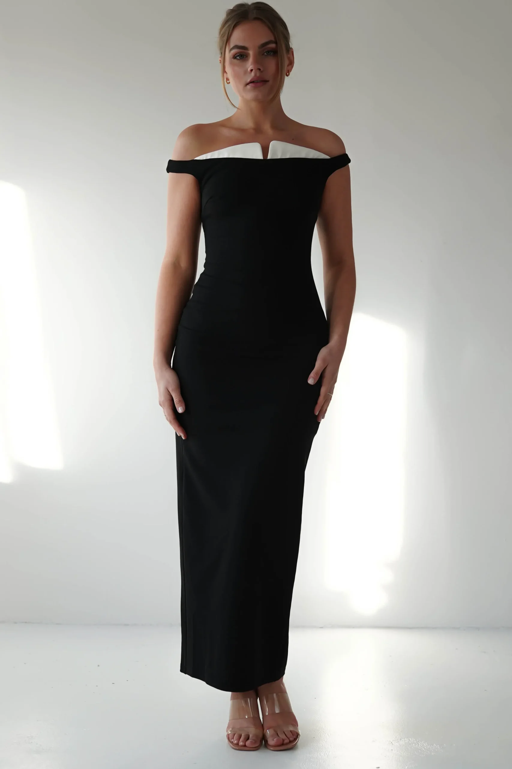 Sale Glenda Contrast Bodycon Midaxi | Black Lange Kleider|Maxikleider