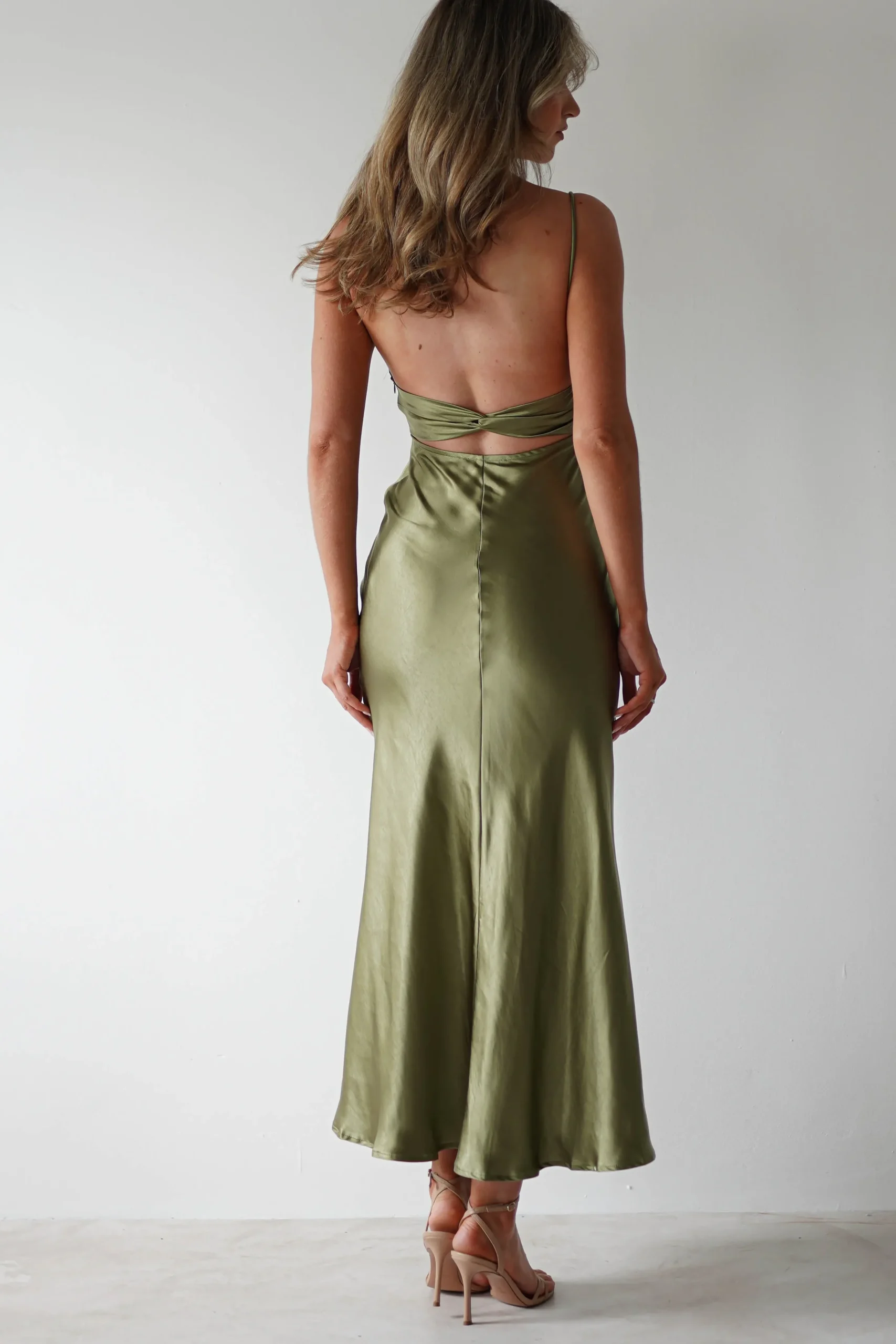 New Grace Soft Satin Maxi Dress | Olive Lange Kleider|Maxikleider