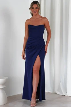 Clearance Grasie Bodycon Strapless Gown | Navy Sommerkleider|Sommerkleider