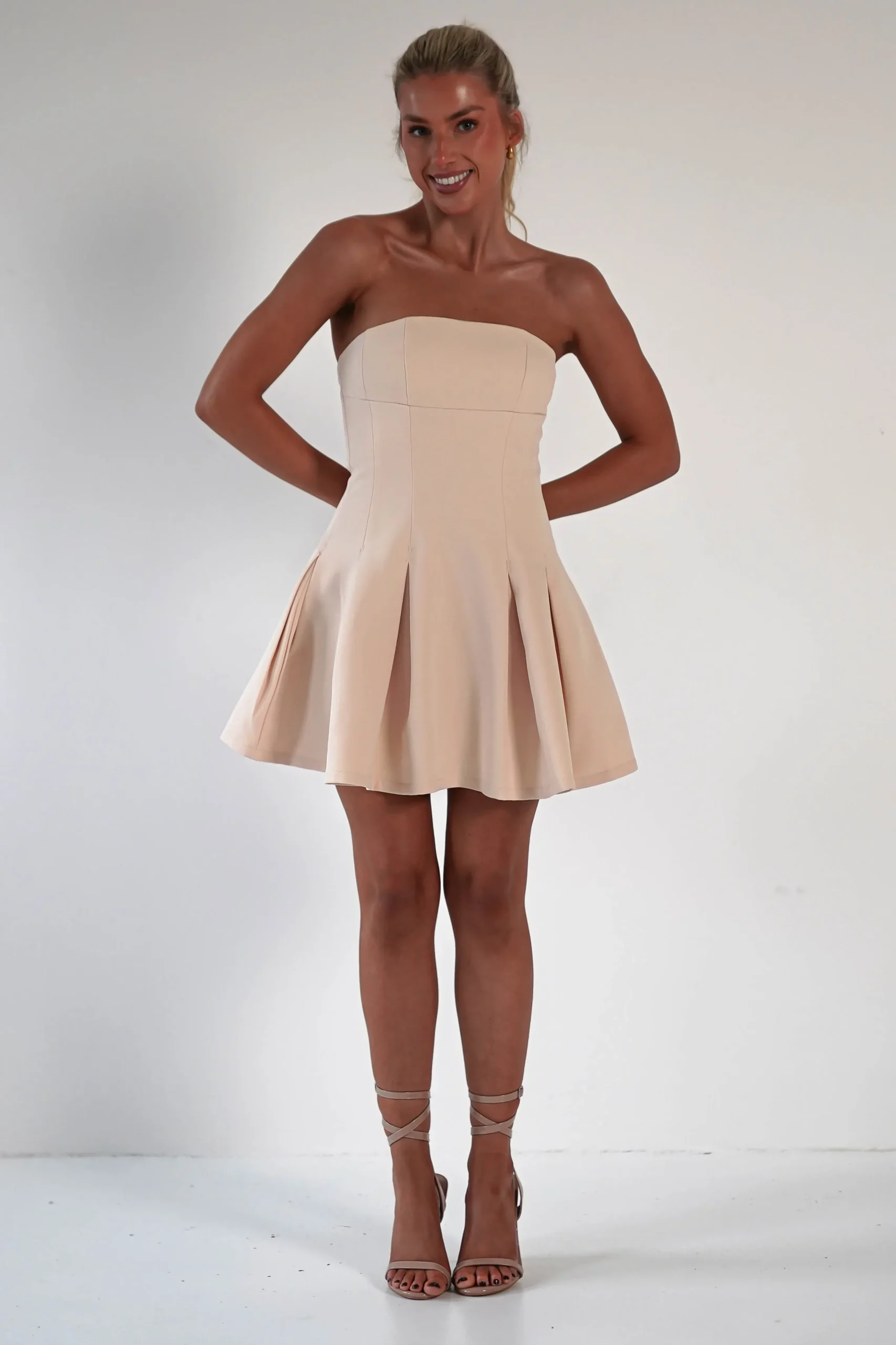 Online Harper Pleated Mini Dress | Apricot Cream Kleider In Minilänge|Minikleider