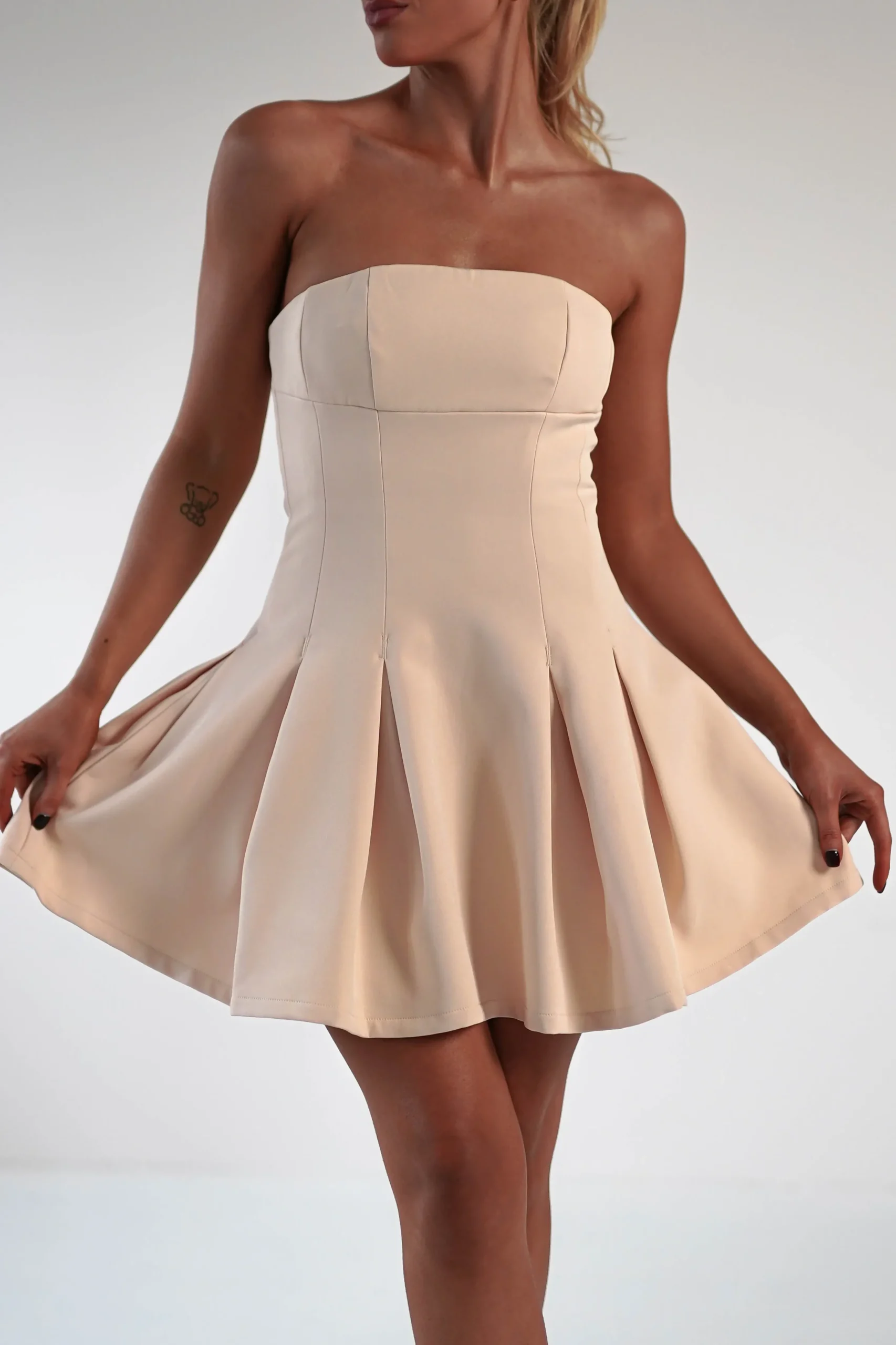 Online Harper Pleated Mini Dress | Apricot Cream Kleider In Minilänge|Minikleider