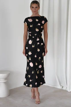 Online Hazel Soft Floral Maxi Dress | Black Lange Kleider|Maxikleider