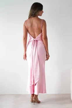Online Hermie Silky Satin Maxi Dress | Pink Lange Kleider|Maxikleider