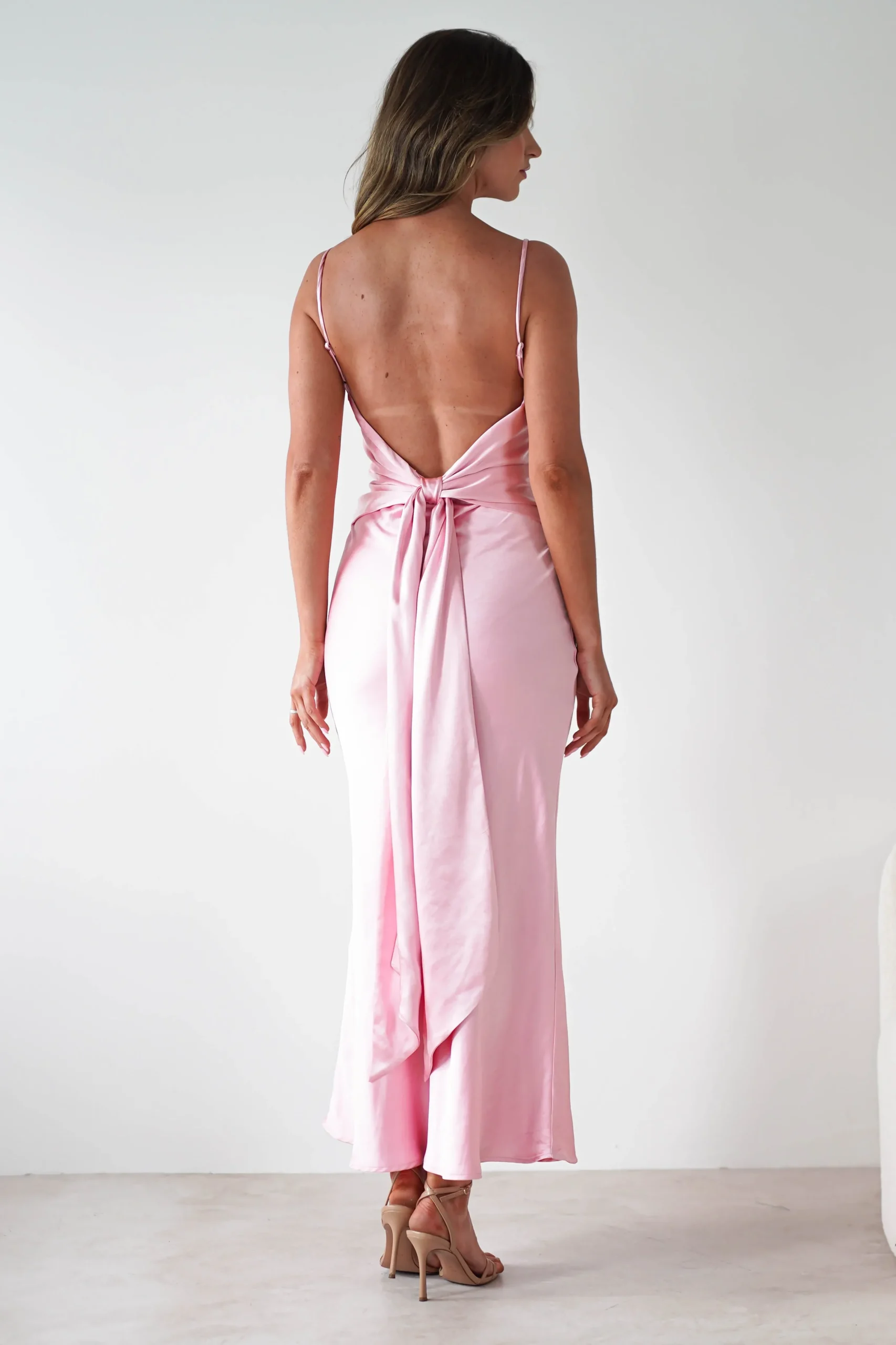 Online Hermie Silky Satin Maxi Dress | Pink Lange Kleider|Maxikleider