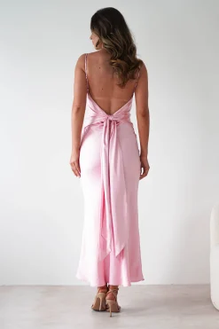 Online Hermie Silky Satin Maxi Dress | Pink Lange Kleider|Maxikleider