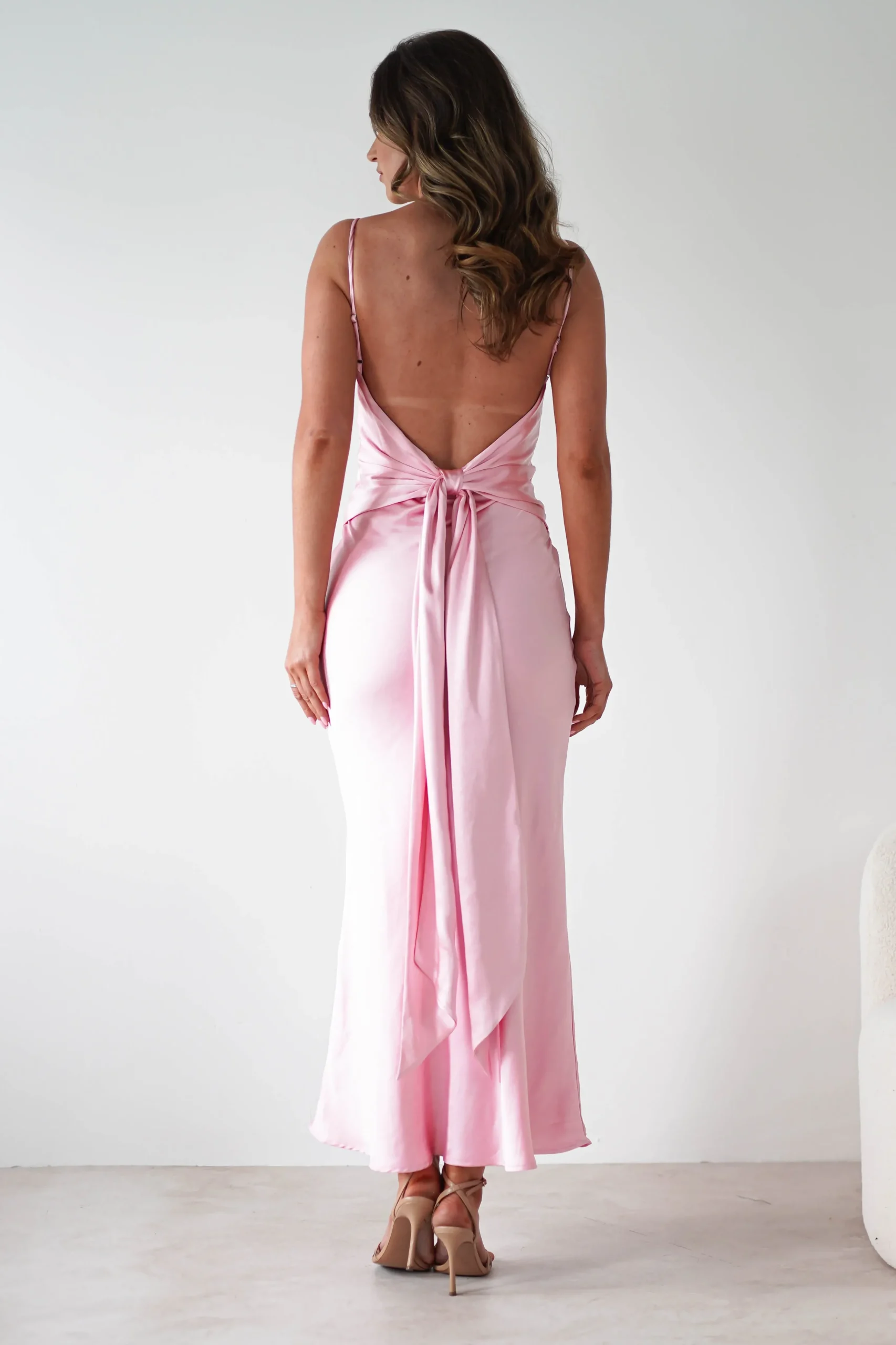Online Hermie Silky Satin Maxi Dress | Pink Lange Kleider|Maxikleider