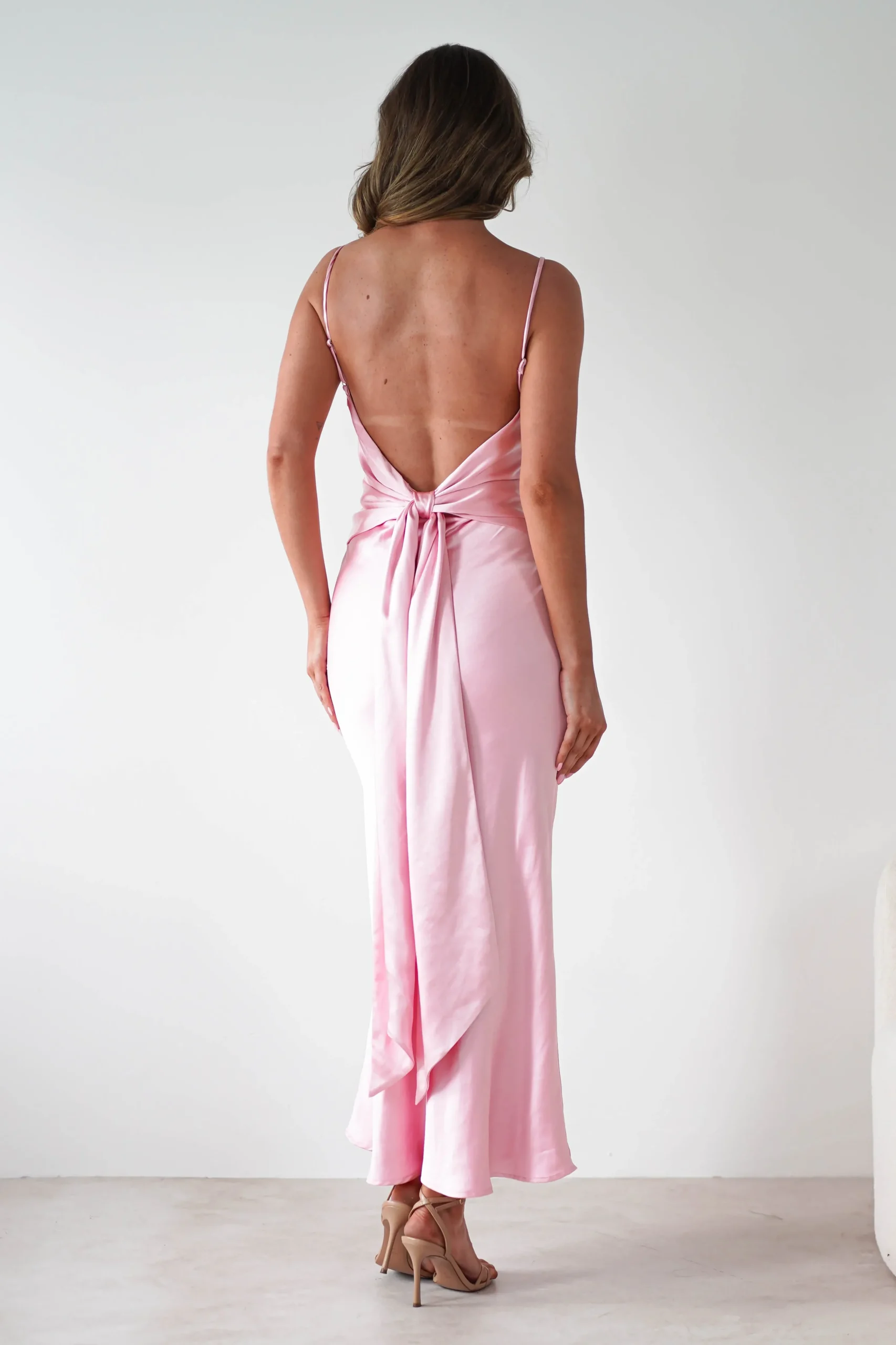 Online Hermie Silky Satin Maxi Dress | Pink Lange Kleider|Maxikleider