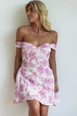 New Hollie Floral Mini Dress | Pink Print Kleider In Minilänge|Minikleider